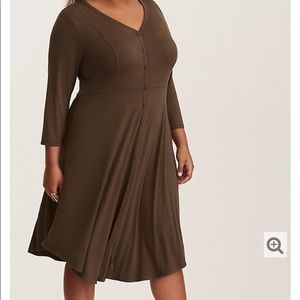 TORRID GREEN KNIT BUTTON FRONT SHIRT DRESS SIZE 10